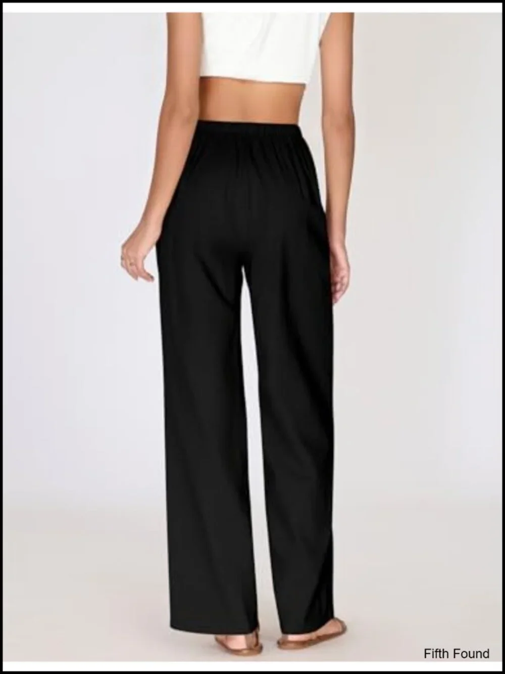Wide Leg Linen Pants Drawstring Elastic Waist Cotton Blend Palazzos with Pockets